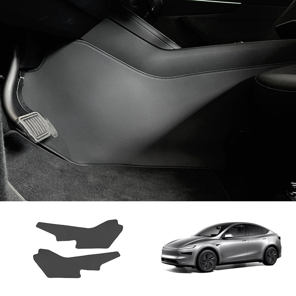 Extended-Length Center Console Side Kick Protection Pads -2-Piece Napa Leather Set for Tesla Model Y Juniper 2025+