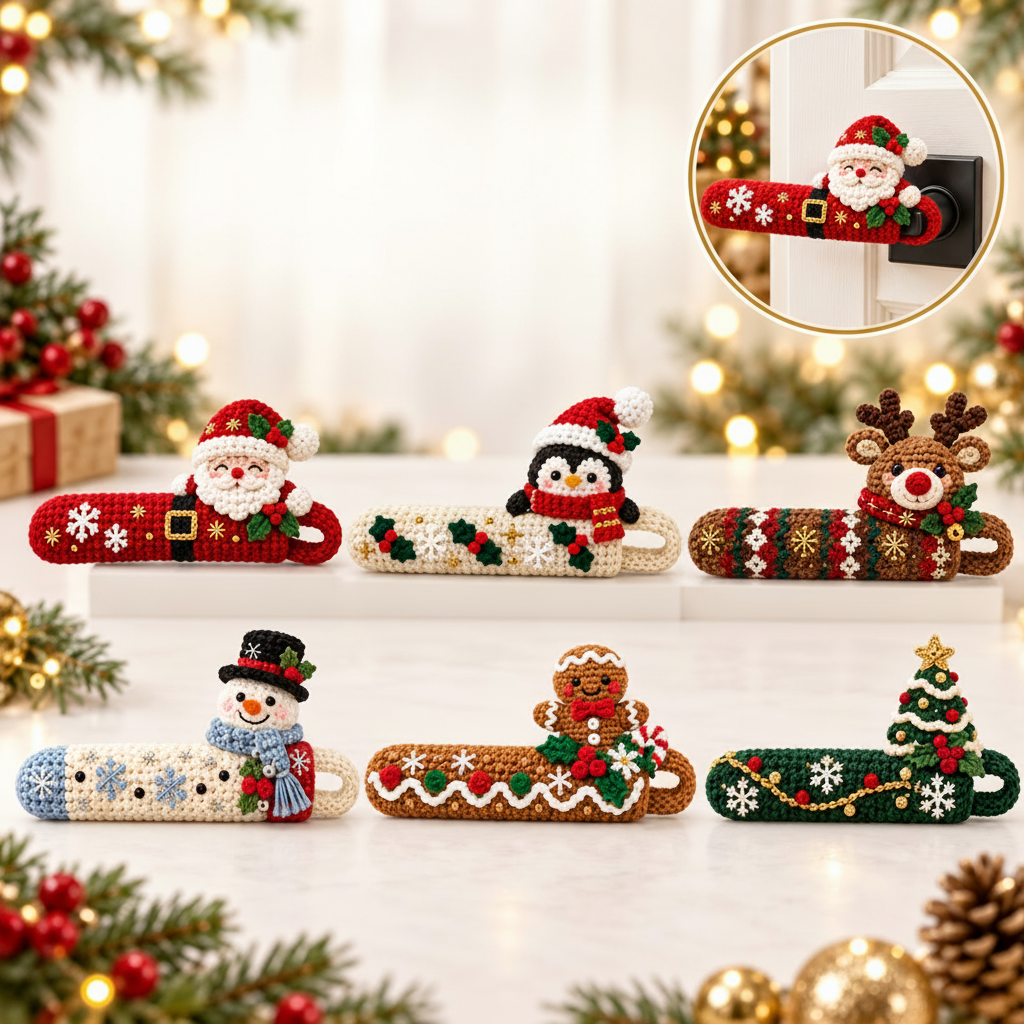 Handcrafted Holiday Friends Door Handle Covers