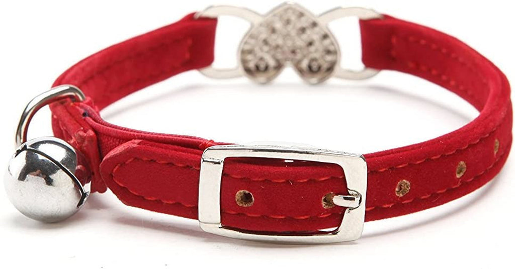 Velvet Cat Collar with Heart Charm & Bell