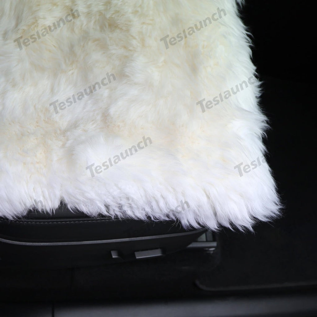 Faux Sheepskin Front Seat Covers Black/White For Tesla Model S/X/3/Y/Cybertruck-2PCS