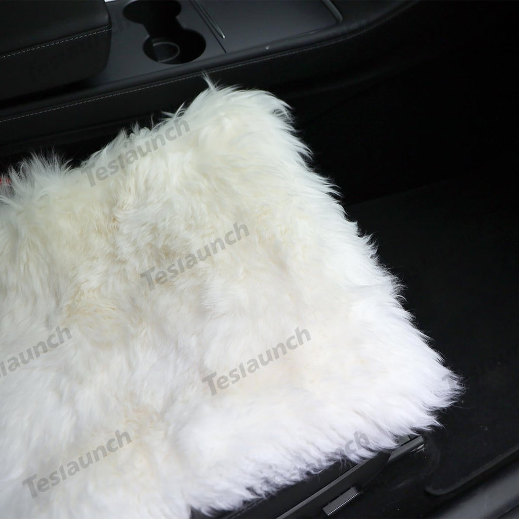 Faux Sheepskin Front Seat Covers Black/White For Tesla Model S/X/3/Y/Cybertruck-2PCS