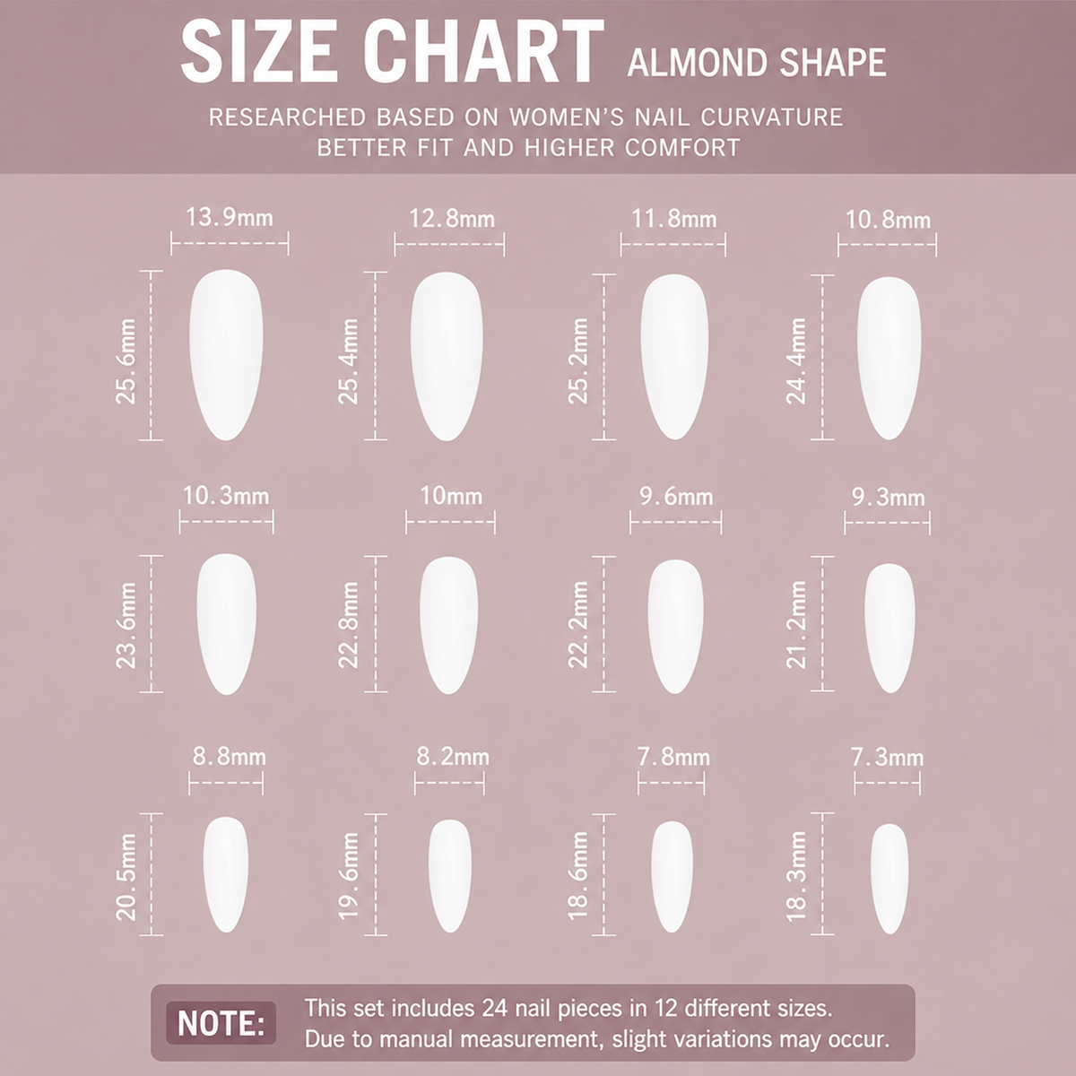 Silver 3D French Long Teardrop Press-On Nails, 24 Pcs + Glue