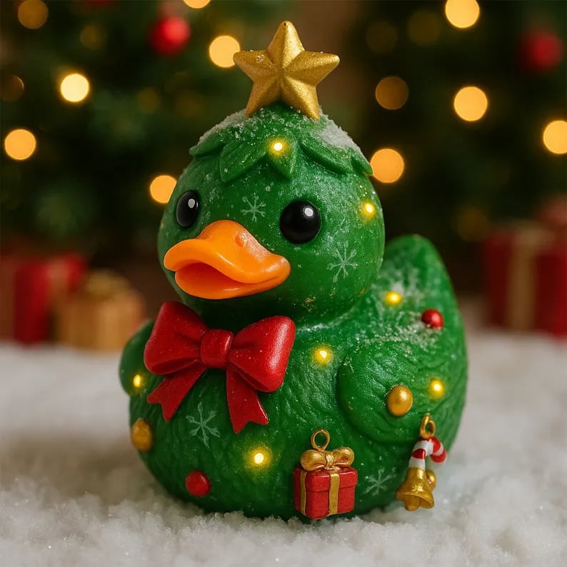 Cozy Christmas Duck Figurine