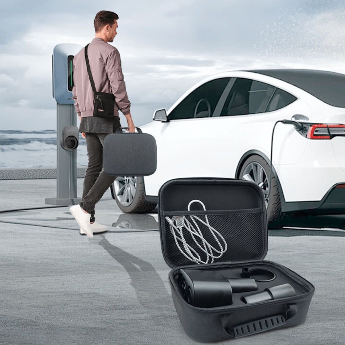 Fire Retardant EVA Conversion Adapter Storage Box For Tesla