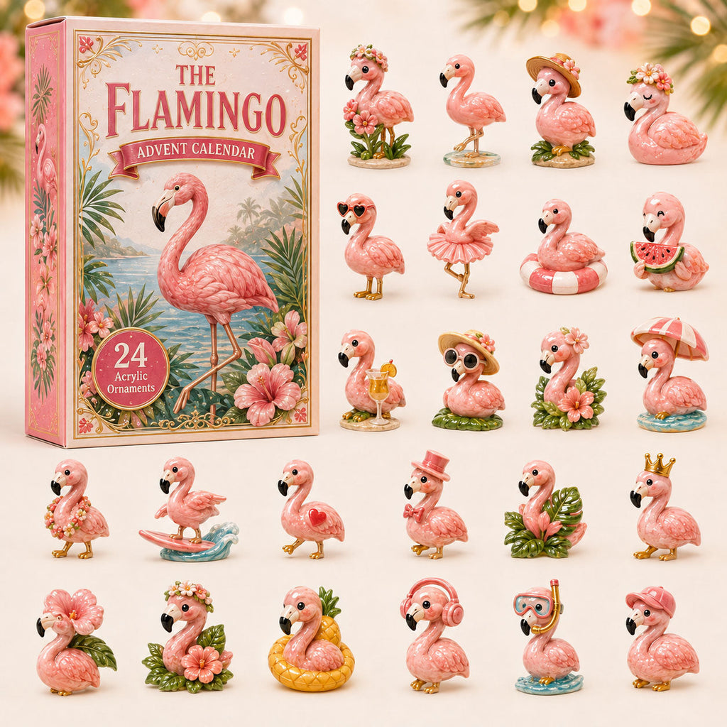 Flamingo Advent Calendar 2026 - 24 Flamingo Christmas Ornaments