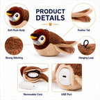 Klmays Rechargeable Flapping Bird Cat Toy for Indoor Cats - Tap-Activated Plush Kicker Toy for Boredom Relief & Hunting Instinct Play