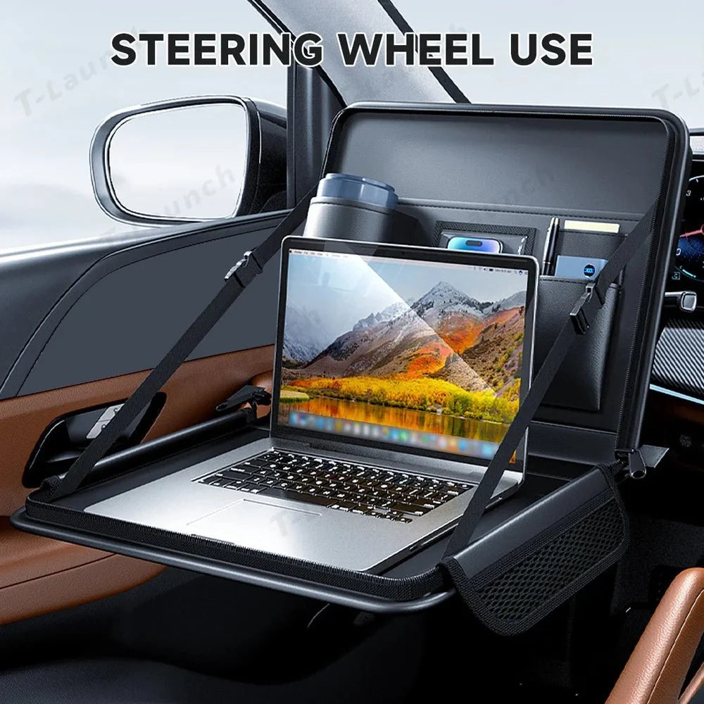 Foldable Multi-Use Steering Wheel & Backseat Tray – Universal Fit for All Cars