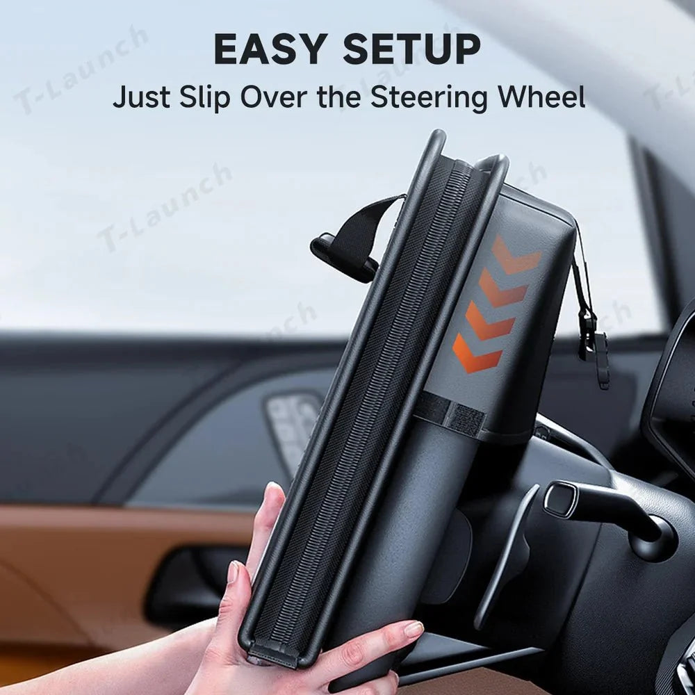 Foldable Multi-Use Steering Wheel & Backseat Tray – Universal Fit for All Cars