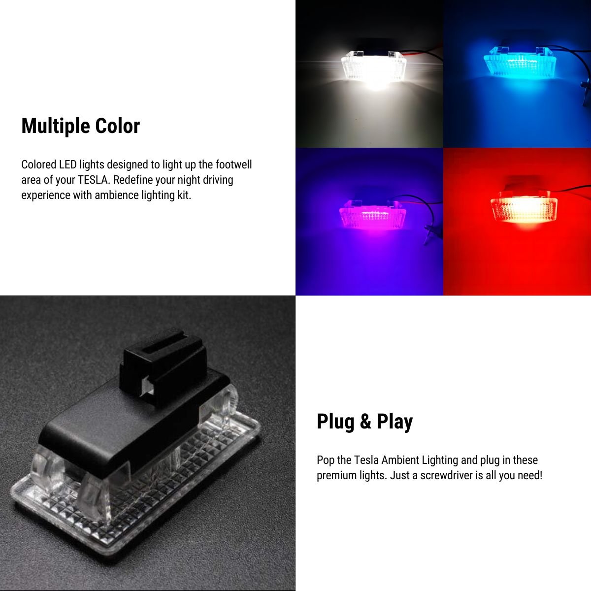 Miroken Footwell / Puddle / Glovebox / Frunk / Trunk LED Lights for Model 3/Y/S/X