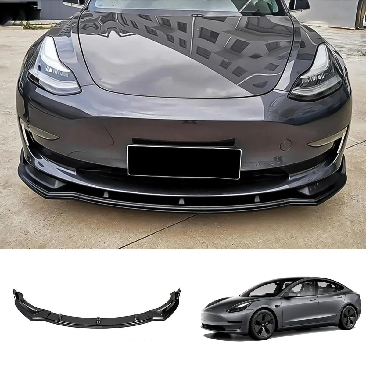 Front Bumper Lip Kit For Tesla Model 3 (2017-2023)