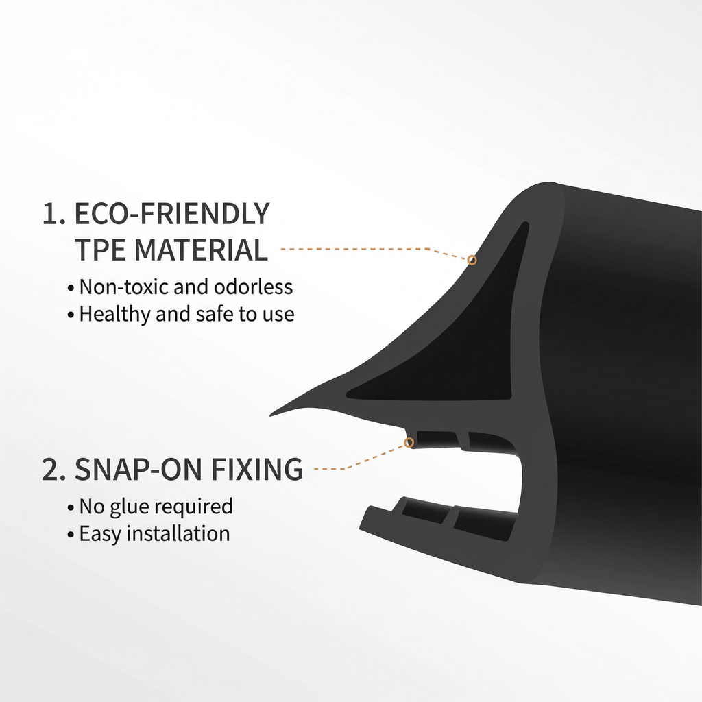 Front Hood Seal & Wind Deflector for Model 3/ Y/ S/ X - TPE Frunk Weather Stripping