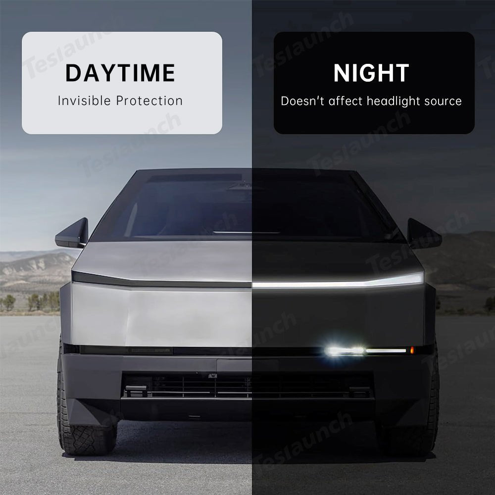 Front Light Bar & Taillight DIY Black Vinyl Wrap Kit for Tesla Cybertruck