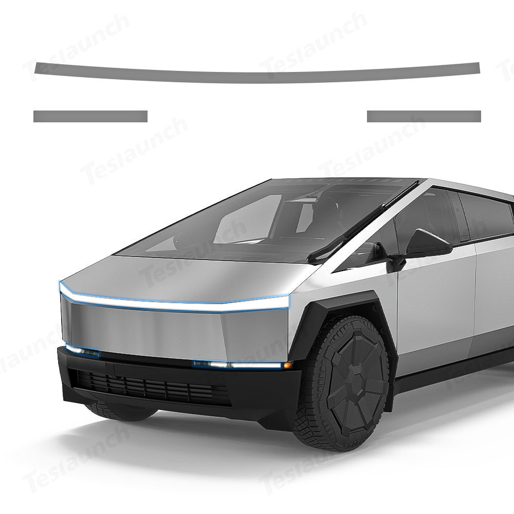 Front Light Bar & Taillight DIY Black Vinyl Wrap Kit for Tesla Cybertruck