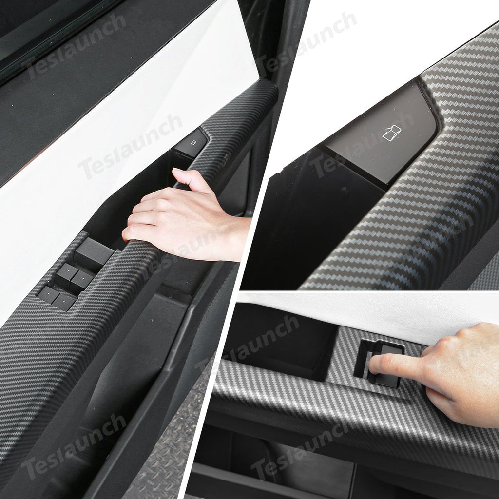 Front & Rear Door Armrest Overlays Covers (Carbon Fiber Pattern ABS) for Cybertruck 2024-2025 (4 PCS)