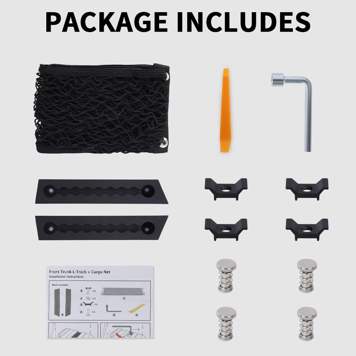 Front Trunk L-Track + Cargo Net for Cybertruck