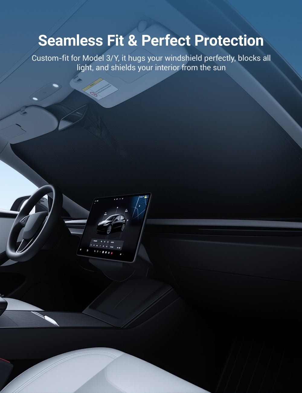 Front Windshield Sunshade for Model 3 / Model Y | Miroken