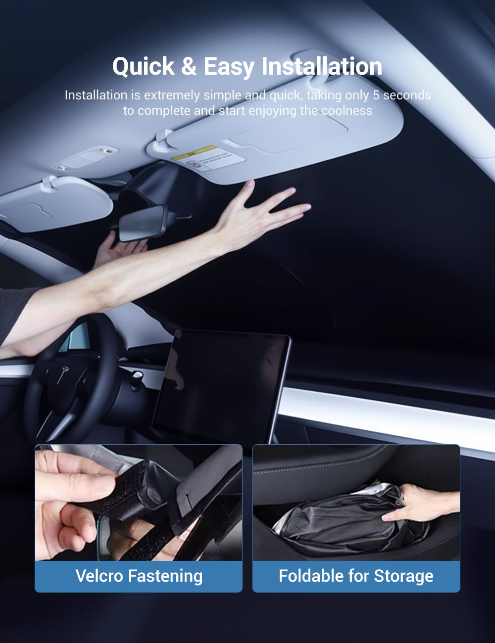 Front Windshield Sunshade for Model 3 / Model Y | Miroken