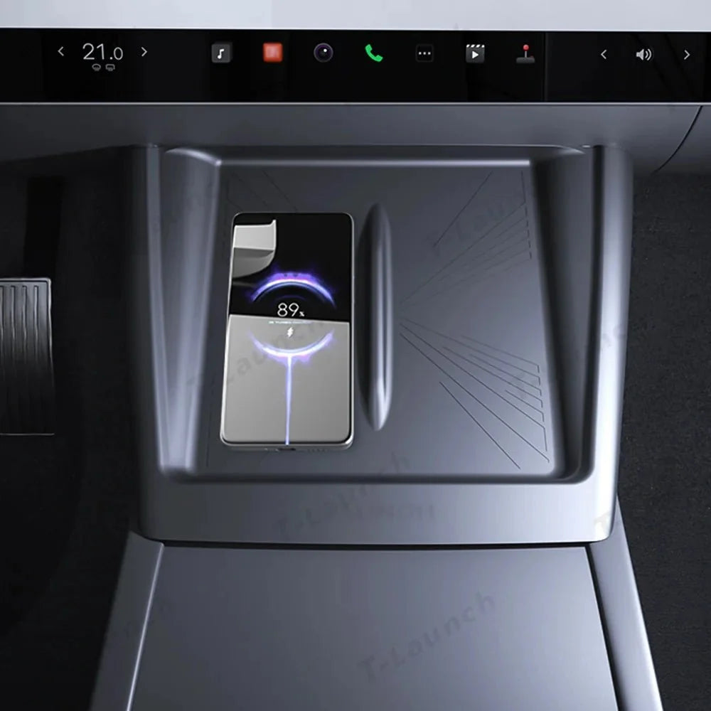 Full-Cover Non-Slip Silicone Wireless Charging Area Mat for Tesla Model 3 Highland Standard 2025+