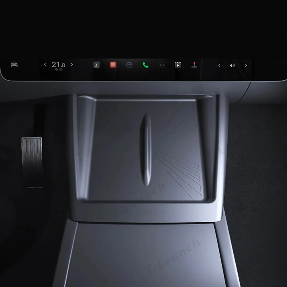 Full-Cover Non-Slip Silicone Wireless Charging Area Mat for Tesla Model Y Juniper 2025+ / Model 3 Highland 2024+