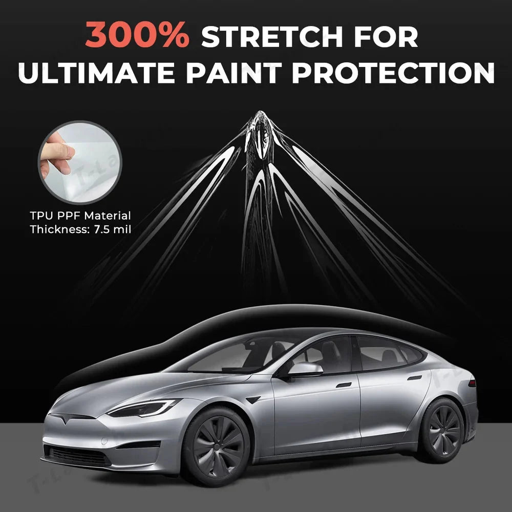 Glossy TPU Invisible Full Car Paint Protection Film (PPF) for Tesla Model S (2021-2024)