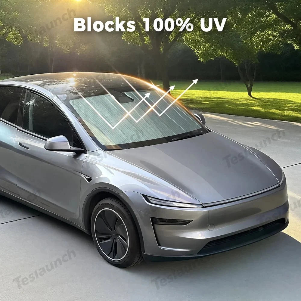 Graphite-Insulated Foldable Front Windshield Sunshade for Tesla Model 3 2017+/ Model Y 2020+
