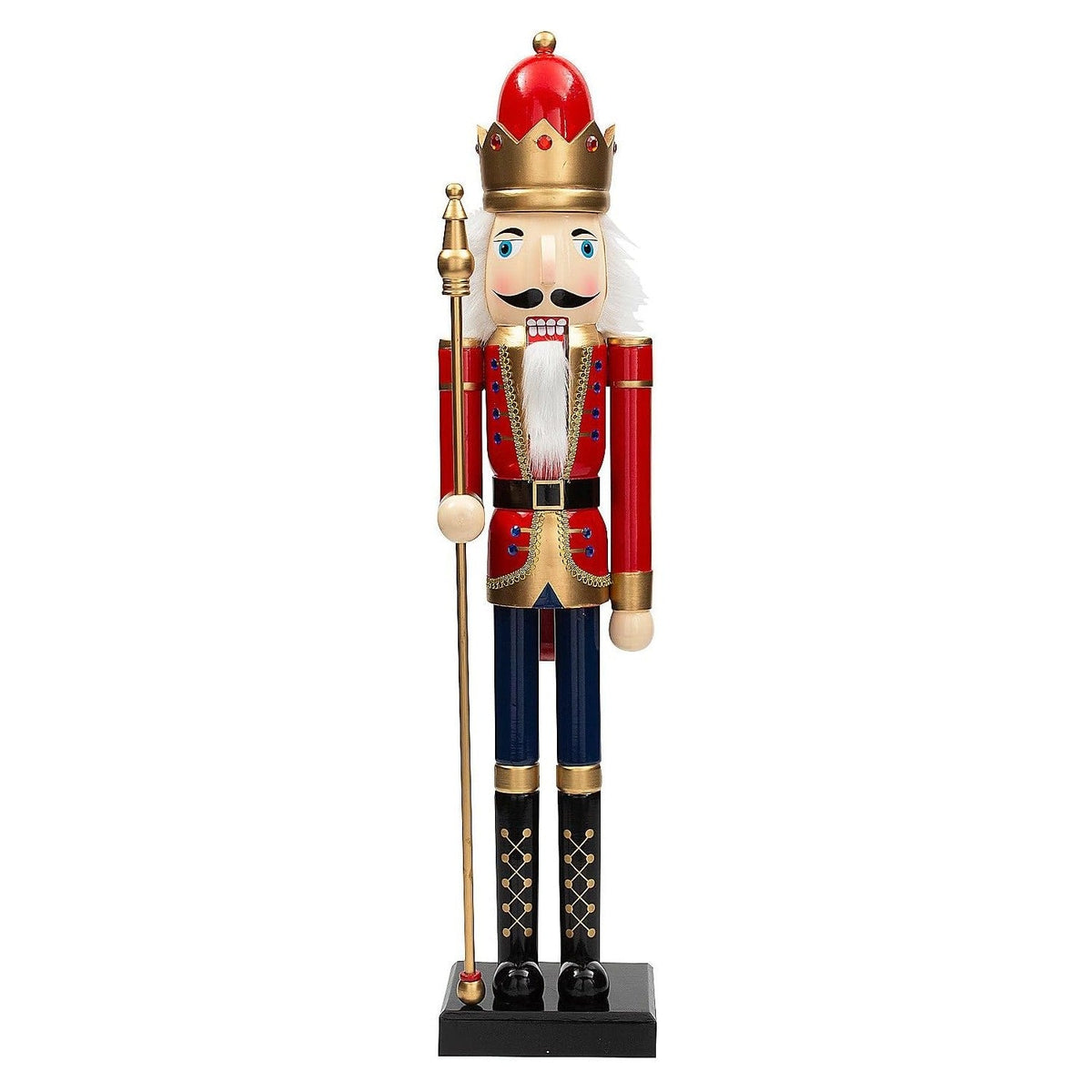 Large Wooden Nutcracker 90 cm with Scepter - Red Nutcracker Soldier