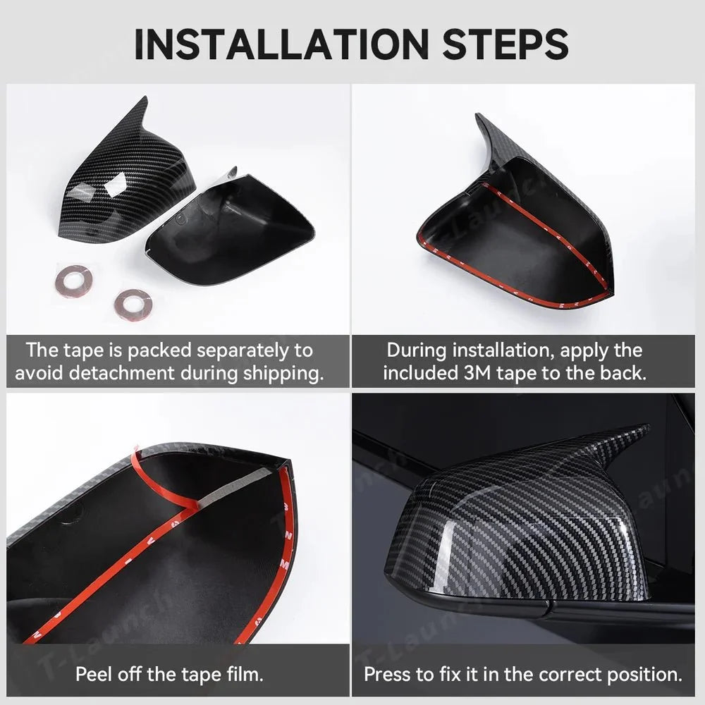 GT-Style Side Mirror Cover Caps for Tesla Model Y Juniper 2025+