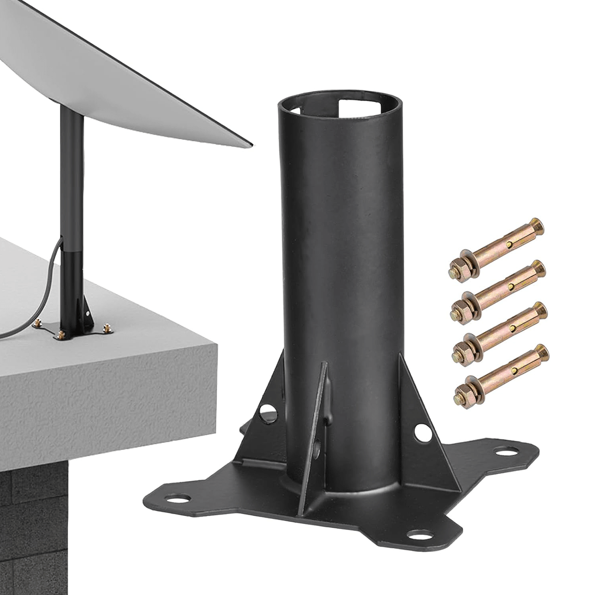 Heavy-Duty Carbon Steel Roof Mount for Starlink Gen 2 Dish