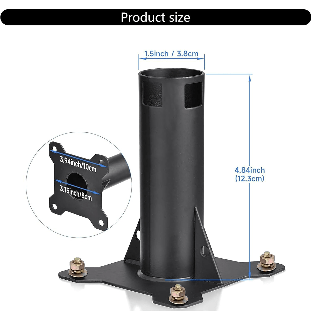 Heavy-Duty Carbon Steel Roof Mount for Starlink Gen 2 Dish