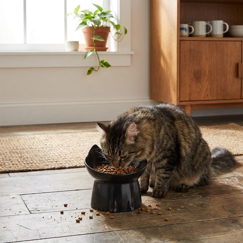 Raised Tilted Cat Bowl, Anti-Tip