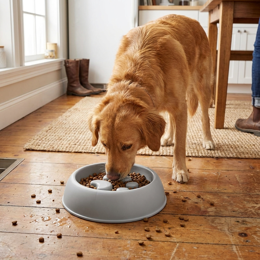 Paw Print Slow Feeder Dog Bowl