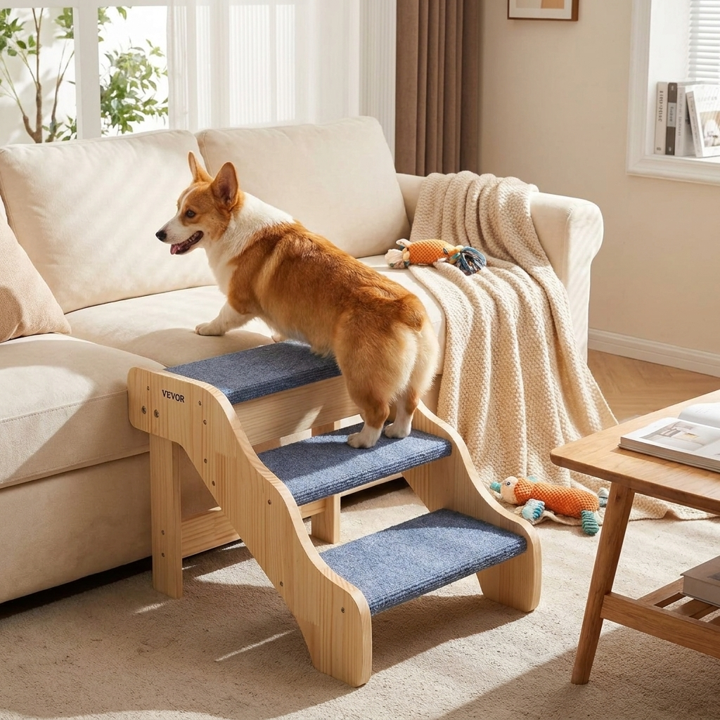 3-Step Wood Pet Stairs