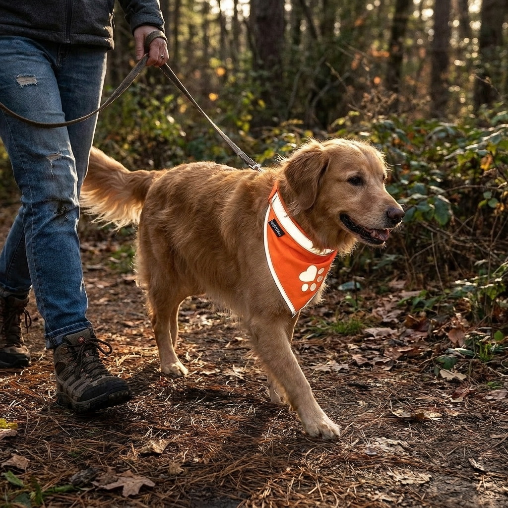 Hi-Vis Orange Reflective Dog Bandana, Large