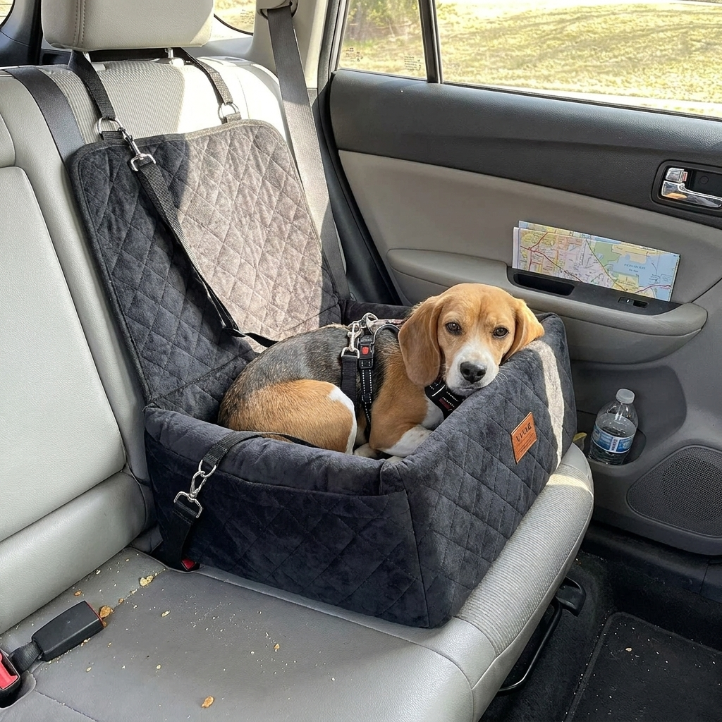Dog Booster Car Seat with Pocket, Black