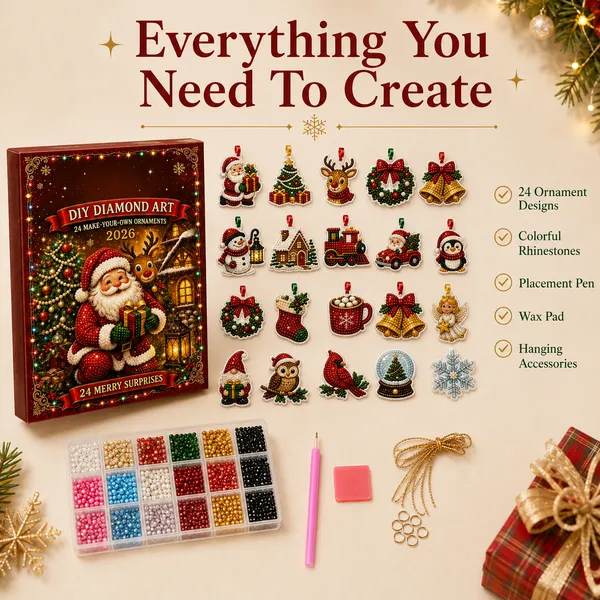 Christmas DIY Ornament Kit – 24-Piece Tree Decoration Craft Set, Holiday Activity Gift for Kids & Family