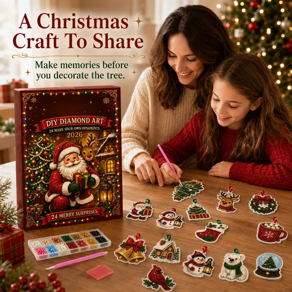 Christmas DIY Ornament Kit – 24-Piece Tree Decoration Craft Set, Holiday Activity Gift for Kids & Family