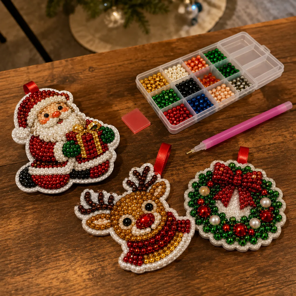 Christmas DIY Ornament Kit – 24-Piece Tree Decoration Craft Set, Holiday Activity Gift for Kids & Family