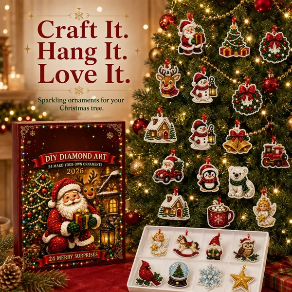 Christmas DIY Ornament Kit – 24-Piece Tree Decoration Craft Set, Holiday Activity Gift for Kids & Family