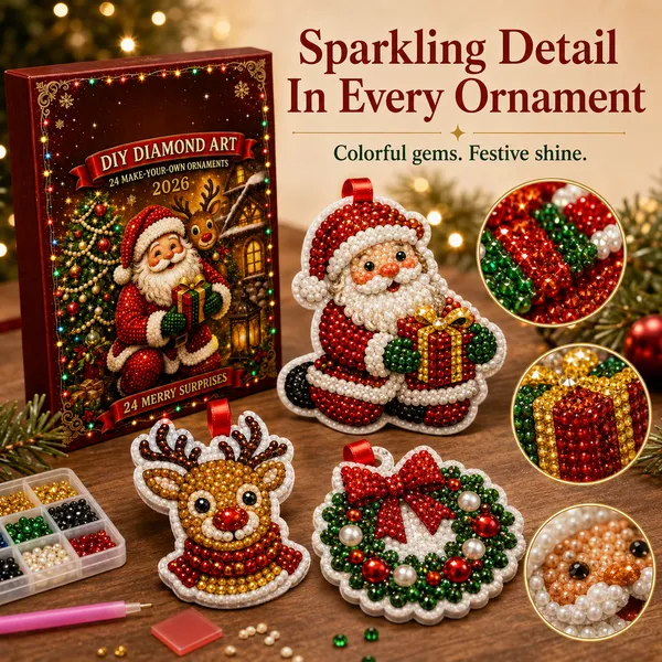 Christmas DIY Ornament Kit – 24-Piece Tree Decoration Craft Set, Holiday Activity Gift for Kids & Family