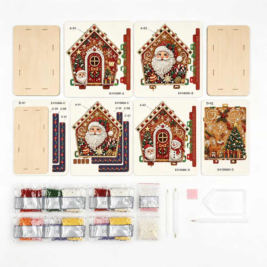 DIY Pearl Art Kit – 3D Handmade Christmas House Decoration, Holiday Craft Gift for Family & Friends