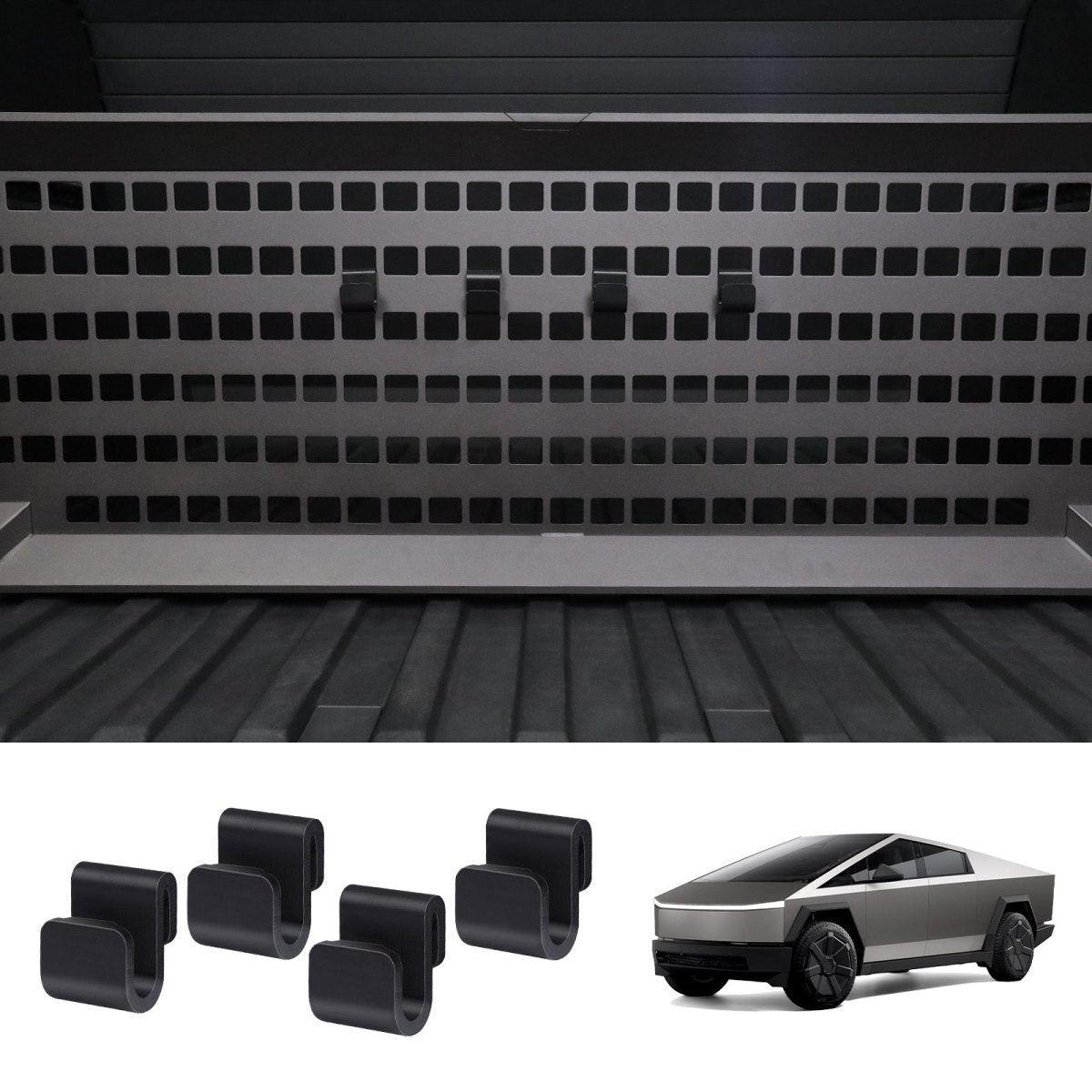 Hooks for MOLLE Panels & Vault Cargo Divider for Cybertruck