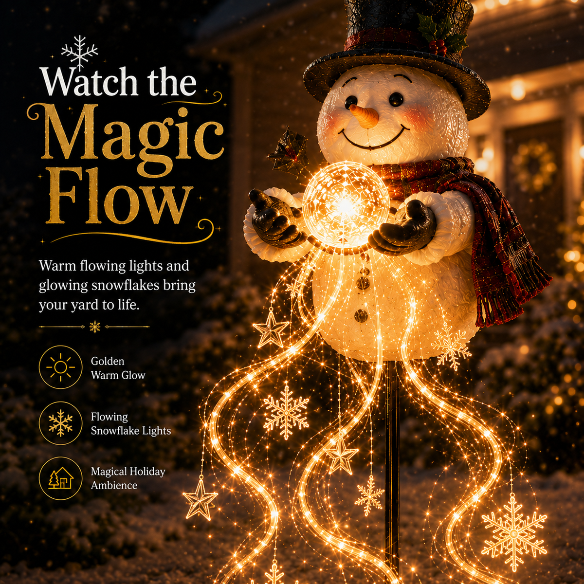 Snowman Magic Fountain-Flowing Snowflake LED Christmas Garden Light❄️