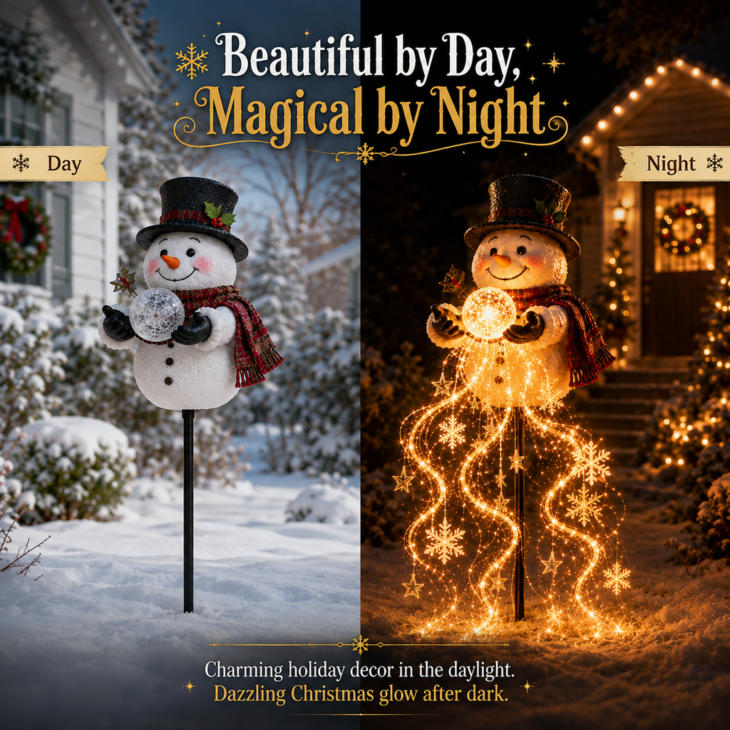 Snowman Magic Fountain-Flowing Snowflake LED Christmas Garden Light❄️