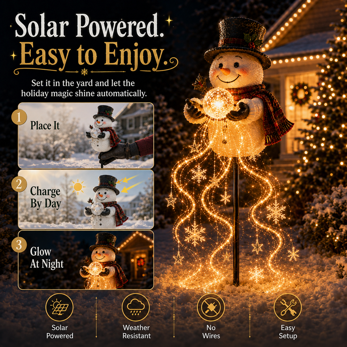 Snowman Magic Fountain-Flowing Snowflake LED Christmas Garden Light❄️