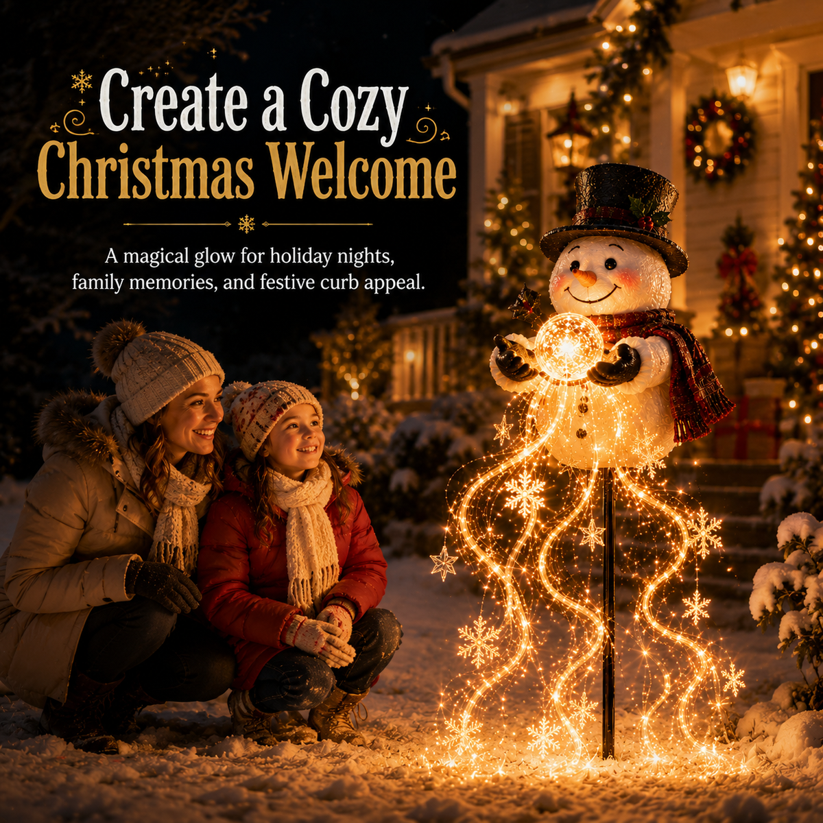Snowman Magic Fountain-Flowing Snowflake LED Christmas Garden Light❄️