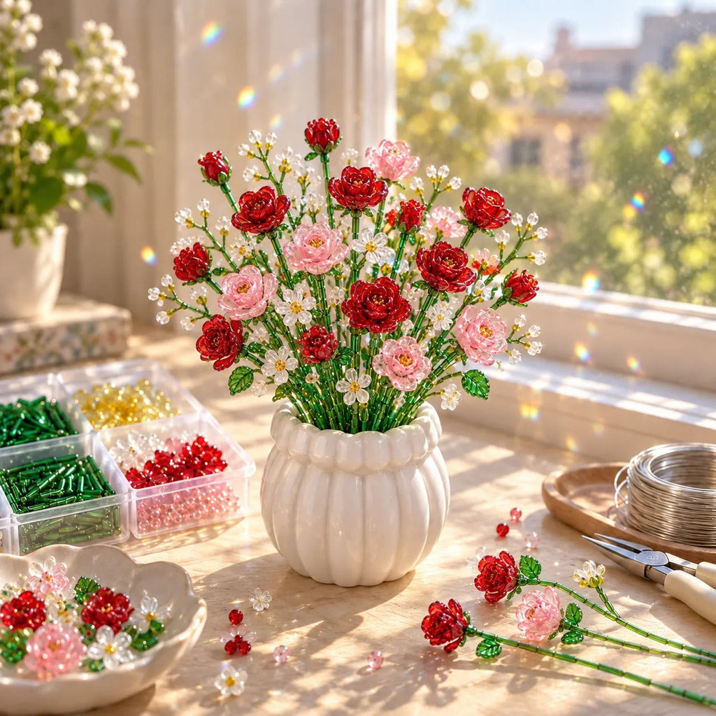 DIY Beaded Wildflower Bouquet Kit – Handmade Crystal Flower Craft Set