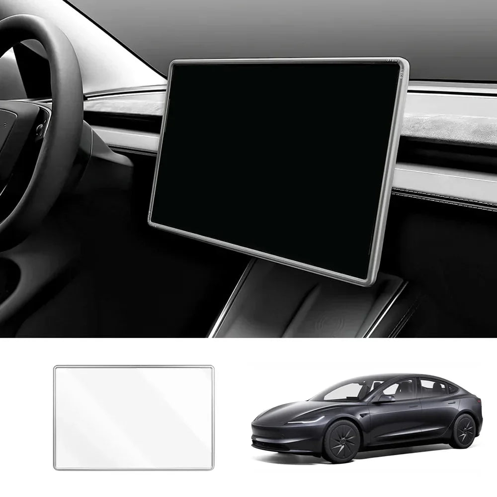Integrated Tempered Glass Screen Protector with Frame for Tesla Model 3 Highland Standard 2025+