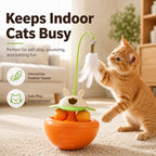 MirokenInteractive Wobble Cat Toy for Indoor Cats - Treat-Dispensing Feather Teaser That Keeps Cats Busy