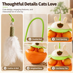 MirokenInteractive Wobble Cat Toy for Indoor Cats - Treat-Dispensing Feather Teaser That Keeps Cats Busy