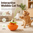 MirokenInteractive Wobble Cat Toy for Indoor Cats - Treat-Dispensing Feather Teaser That Keeps Cats Busy